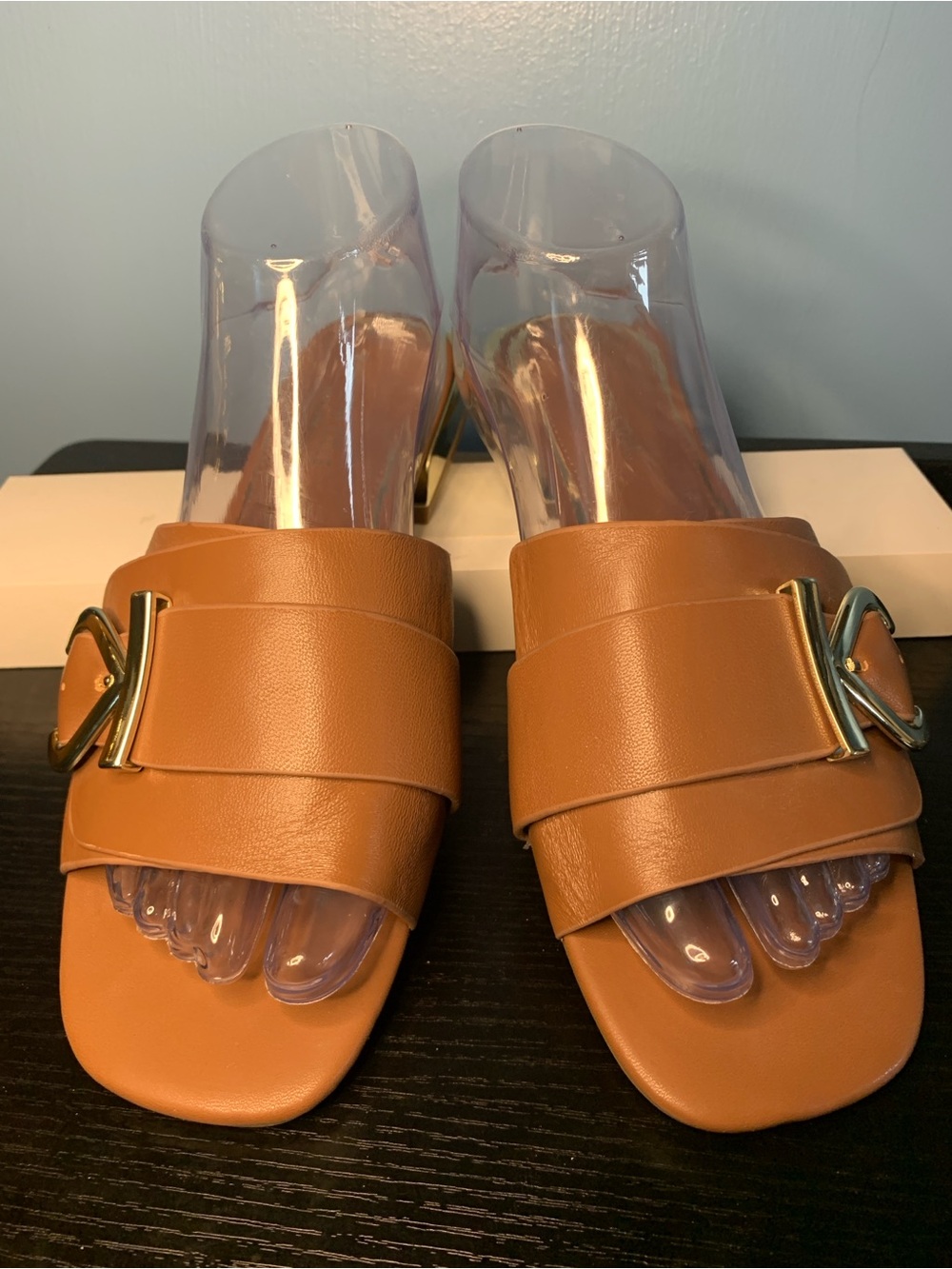 Kenneth Cole Cognac Slide Sandals with Buckle GORGEOUS